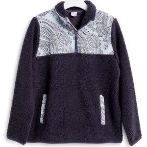 Vera Bradley Teddy Fleece Pullover in Soft Sky Paisly XL
